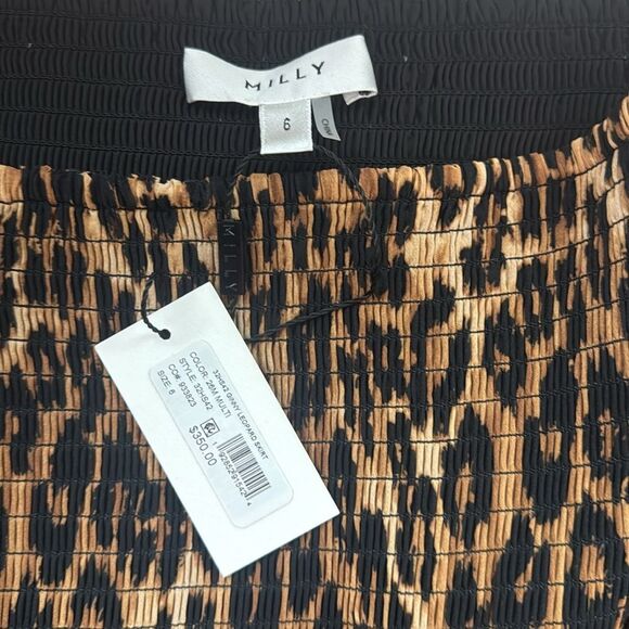 Milly Ginny Leopard Print Brown Tan‎ Mini Ruffled Skirt - Picture 6 of 7